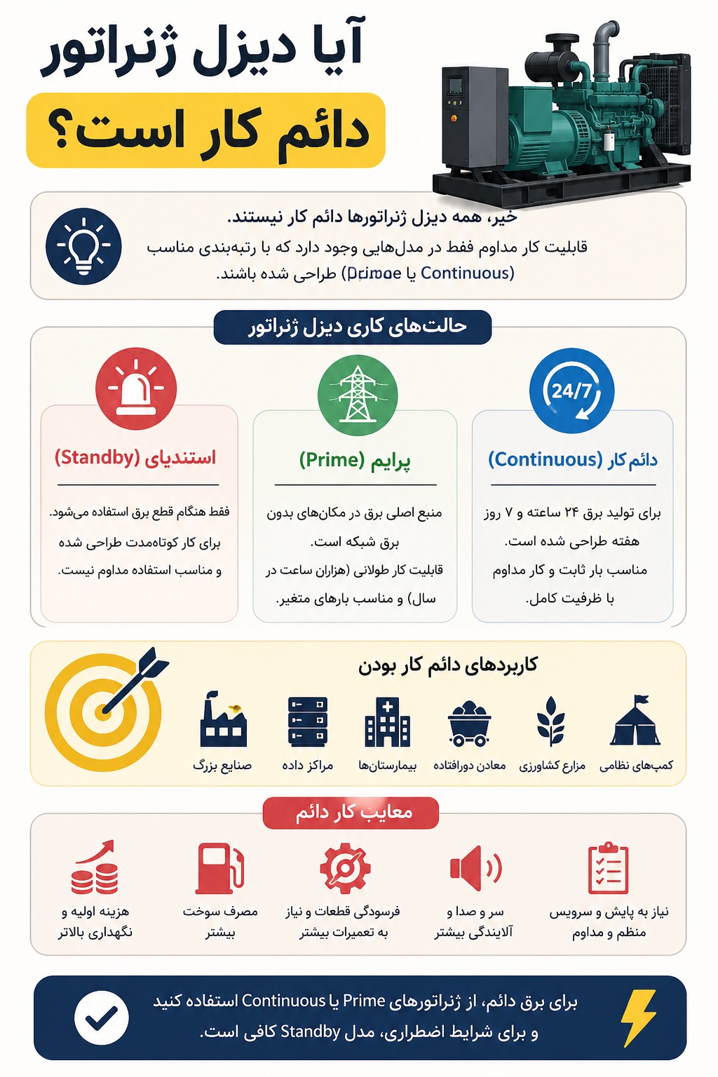 دیزل ژنراتور دائم کار است